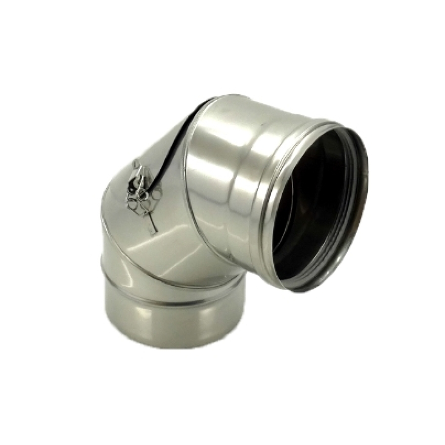 INOX EW 316 + SILICONERING Ø 200 BOCHT 87°+ LUIK