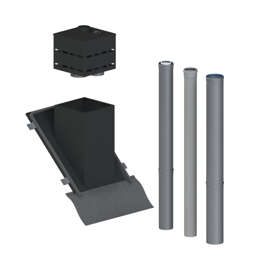 PREFAB VIERKANT ZWART SQ 80/125-110-150 53-55°