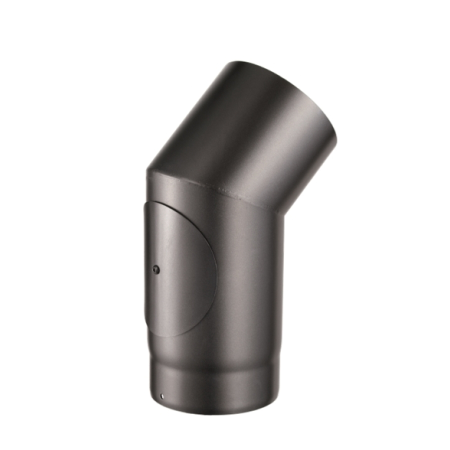 ACIER 2.0 MM NOIR MAT Ø 130 COUDE 45° + TRAPPE