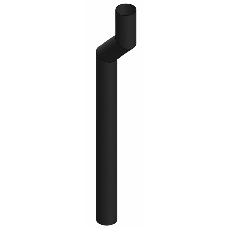 STAAL 2.0 MM MAT ZWART Ø 150 2000MM 45° 200 MM