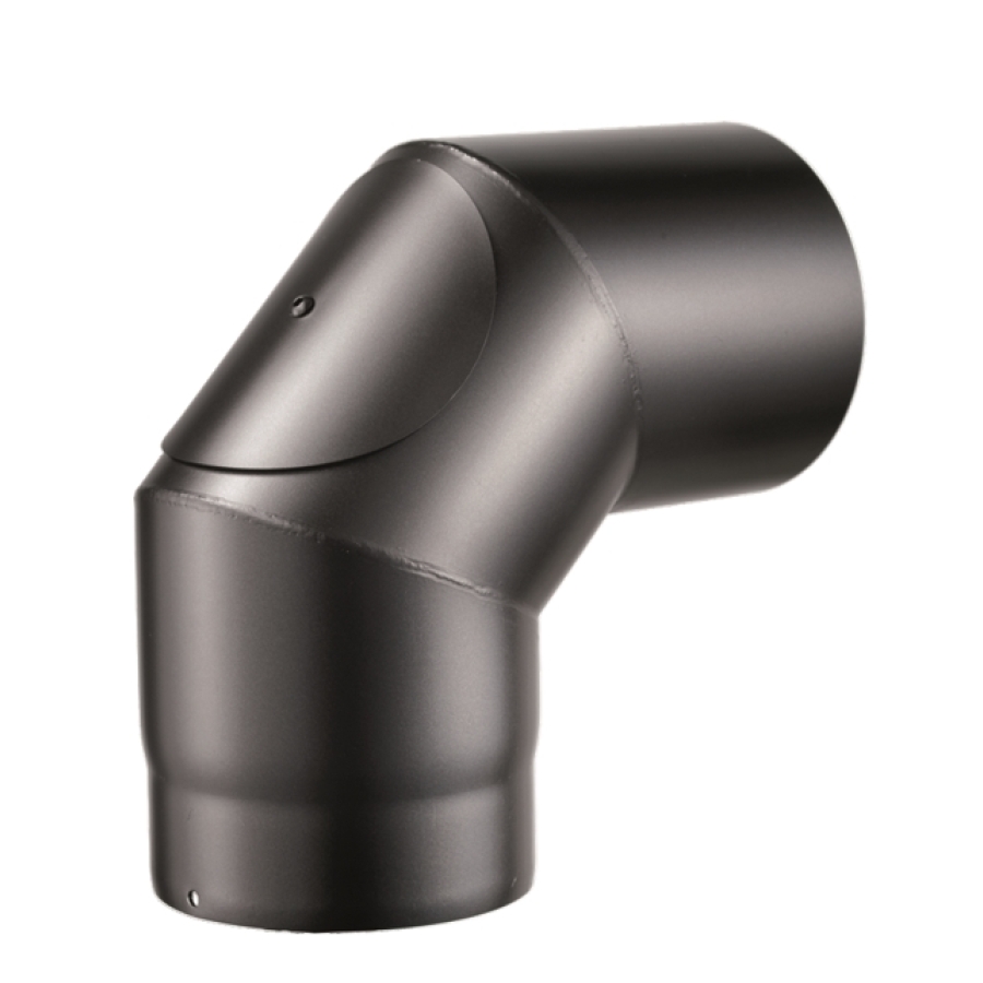 STAAL 2.0 MM MAT ZWART Ø 180 90° + LUIK