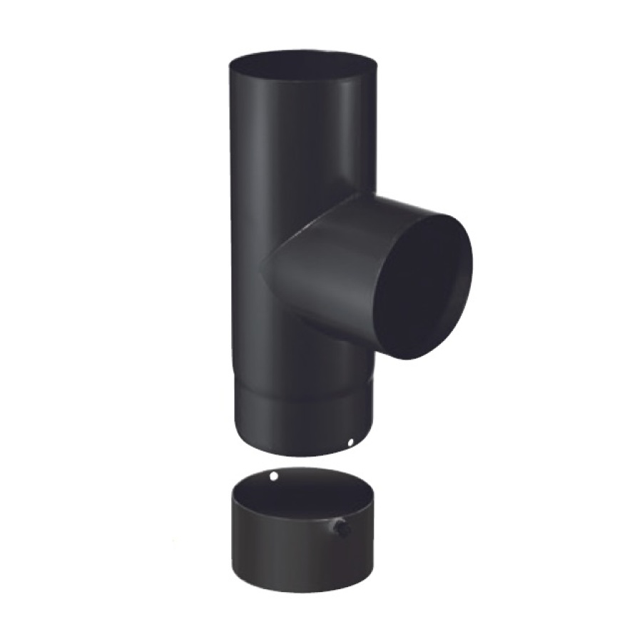 EMAIL 1.2 MM MAT ZWART Ø 200 T-90° + DOP