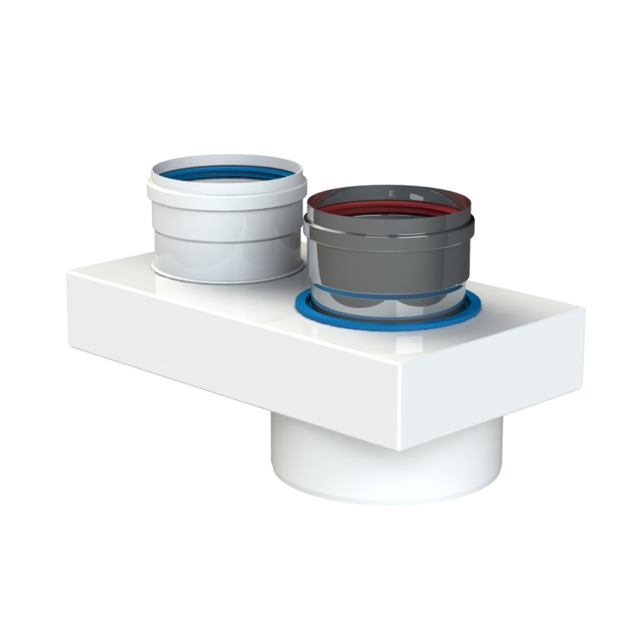 GESL ROOKAFV INOX 110/150 ADAPTER NAAR 100/100